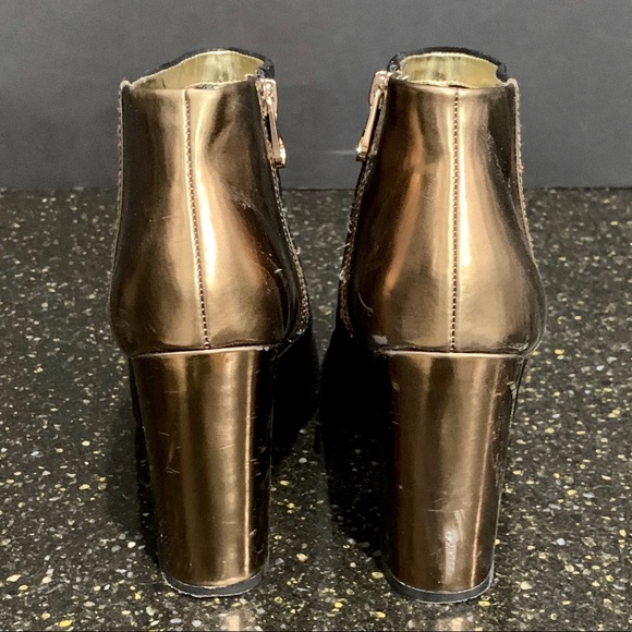 Ted Baker London Gold Foil Block Heeled Ankle Boot - Picture 4 of 13